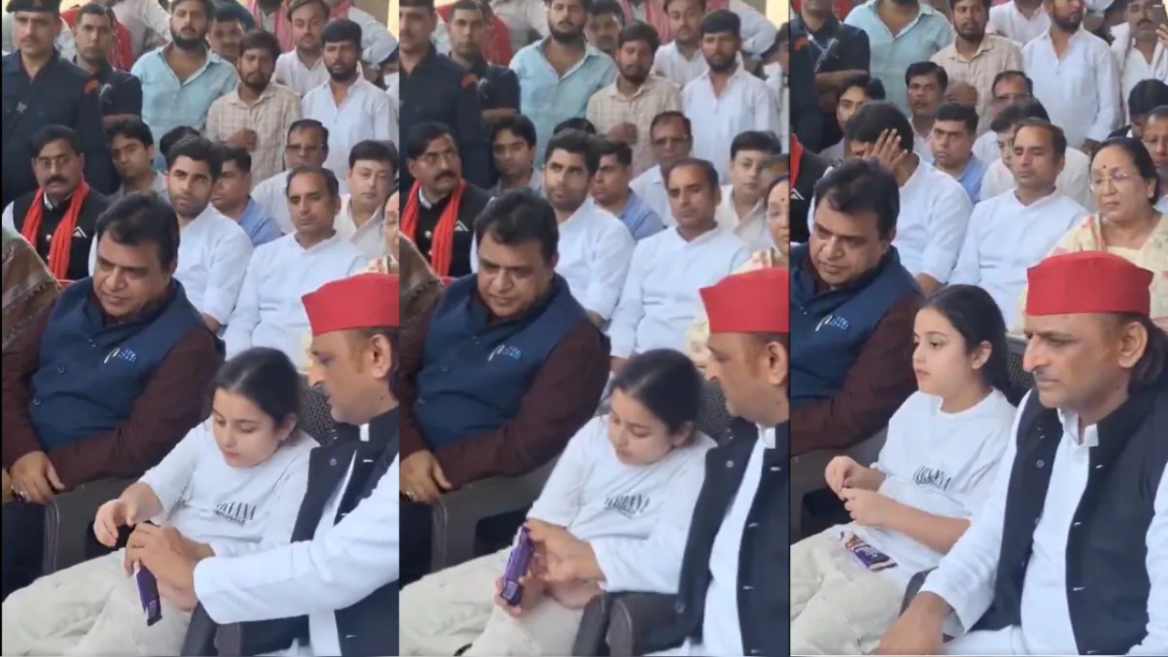 अखिलेश के पास बैठी मासूम बच्ची, एक चॉकलेट और नम हो गईं सबकी आंखें, पढ़ें क्या हुआ ?